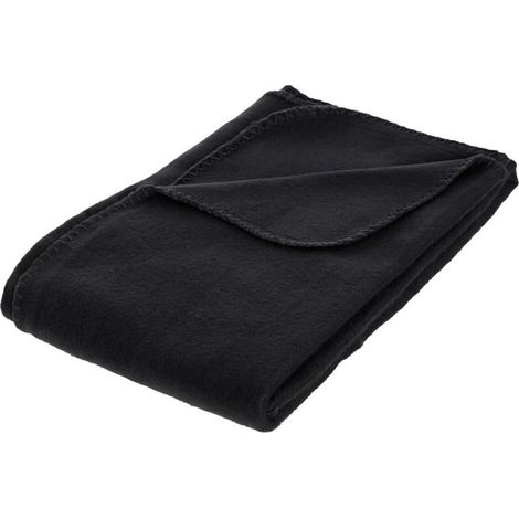 Atmosphera – Plaid polaire 125x150cm noir – 100% polyester – Lavable en machine à 30° – Certification Oeko-Tex (1/3)