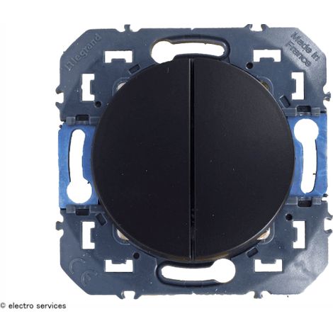 Legrand – Double interrupteur va-et-vient dooxie 10AX 250V finition noir mat – Poussoir complet pour installation électrique – LEG600202