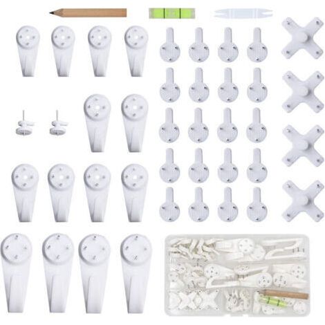 42pcs Accroche Tableau Sans Percer Blanc Fixation Murale Sans Percer Crochet en Plastique pour Accroche Cadre Crochet Tableau Cadre Photo Chapeau (1/3)