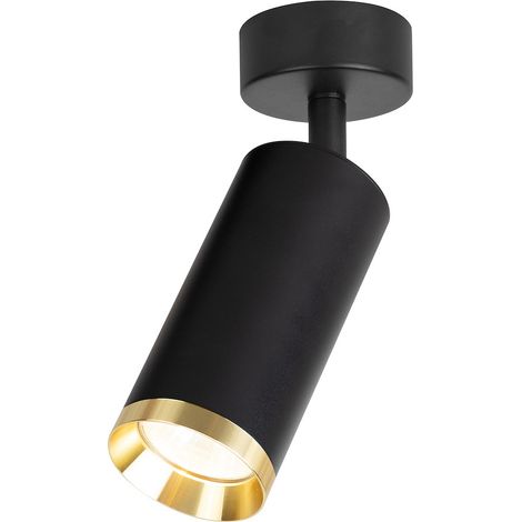 Foco de techo redondo moderno en negro y dorado, móvil, 1xGU10 10W MICA Milagro (1/5)