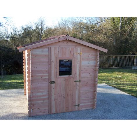 Habrita – Abri de jardin en madriers Douglas 20mm sans plancher – Surface 4,28m² – Toiture en plaques ondulées – Fabriqué en France (1/5)