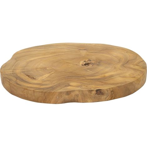 Disco decorativo in legno di teak riciclato Ø 24 cm — pezzo unico