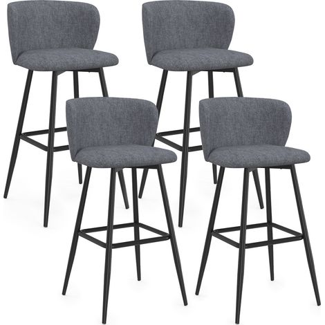 Set di 4 sgabelli da bar OMBLINE con seduta in tessuto grigio scuro e gambe in metallo nero