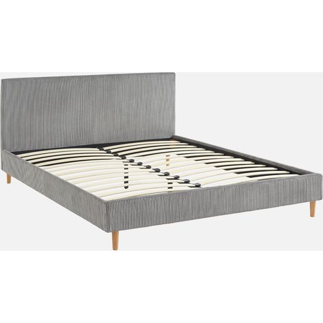 Struttura letto con rete a doghe e testiera 160x200cm, velluto a coste grosse