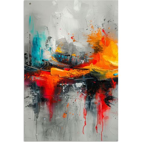 AFFICHE Art moderne - Orange - Gris - Abstrait Tableau Décoration Murale 80x120 cm (1/4)