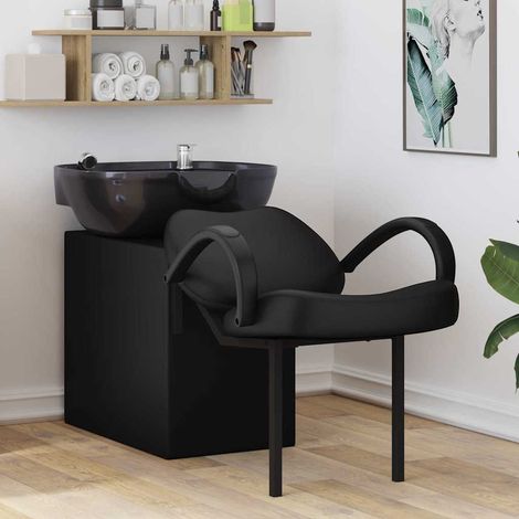 vidaXL Sedia per Shampoo Nero 136 x 60 x 92 cm PVC (1/5)