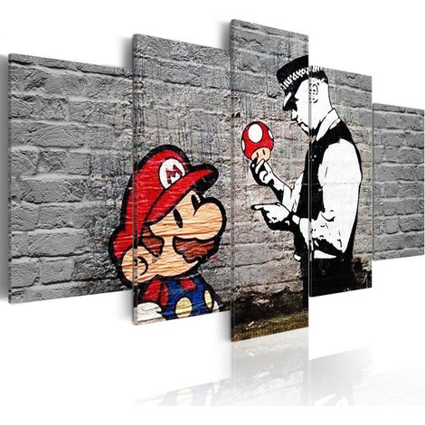 Tableau Imprimé "Super Mario Mushroom Cop - Banksy" 50 x 100 cm (1/2)