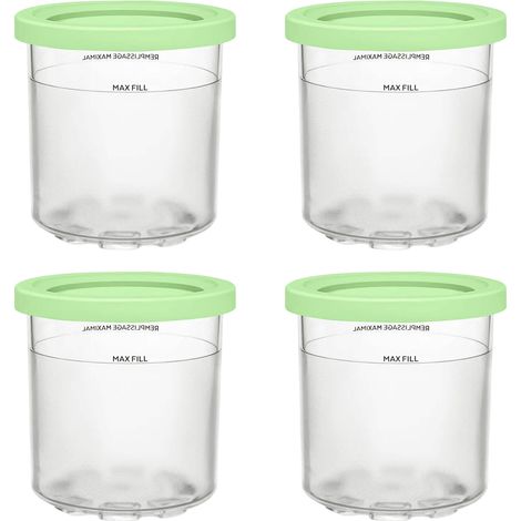 4Pièces de rechange pour pots de crème glacée individuels, adaptées pourNinjamachine à glace, couvercle vert clair