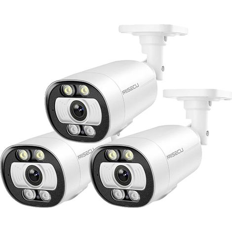 Caméra IP extérieure, Détection humaine par IA, Vision nocturne en couleur, 3pcs 5MP caméra POE (1/2)