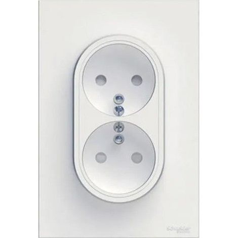 Enchufe doble SCHNEIDER Odace S320559 - 16A - 230V - 2x 2P+T - blanco