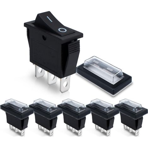 Interrupteur à bascule - 6 pièces - Nylon PA66 - Étanche IP67 - 125V 20A - Noir (1/5)