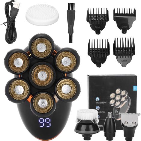 Kit tondeuse homme 5 en 1 étanche IPX7, rasoir électrique à lames flottantes intelligentes, ensemble coiffure barbe et cheveux (1/5)