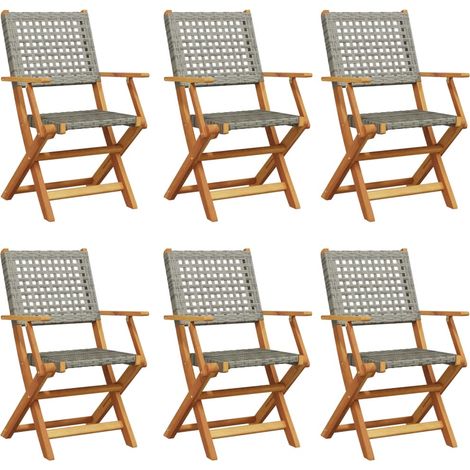 Maison Exclusive - Gartenstühle 6 Stk. Klappbar Grau Poly Rattan