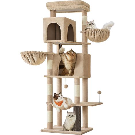 Grand Arbre à Chat, 174 cm, Multi-Niveaux, 2 Niches, 2 Paniers (1/5)