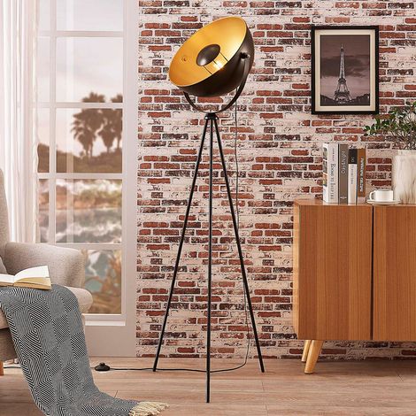 [GEBRAUCHT] B-Ware Lindby Tripod Stehlampe Meline Stehleuchte Lampe Wohnzimmerlampe Schwarz Gold