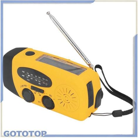 Lampe de poche radio Radio Solaire à Manivelle Radio d'Urgence Multifonction Radio deco horloge Orange à la japonaise (1/4)