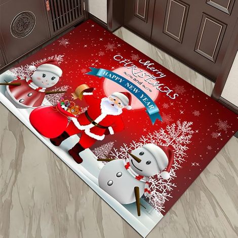 Tapis de Noël, 40 x 60 cm, paillasson, décoration de Noël, paillasson, porte de maison, pour chambre, couloir, salon, cuisine, salle de bain, tapis (A) (1/5)