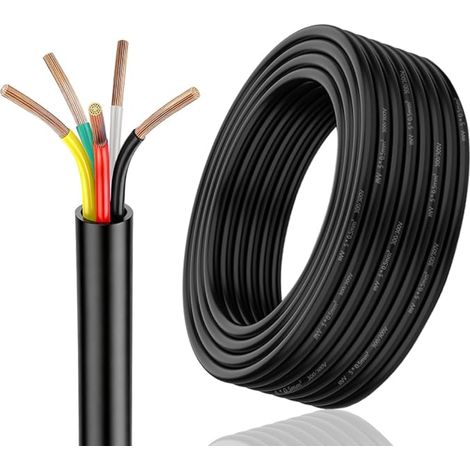Cable Remorque 5 fils, 2M, 5 x 0,5 mm², Rond Câble électrique pour Le câblage des Feux arrière de remorque,L'automobile Caravane Car (1/5)