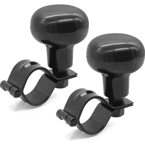 Lot de 2 boutons de volant universels pour voiture, camion, tracteur, chariot élévateur, tondeuse à gazon, bateau (noir) (1/5)