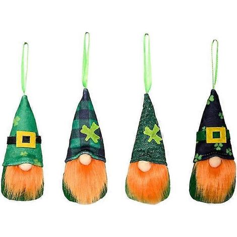 Décorations de la Saint-Patrick - Gnome pour pendentifs de poupée - Ensemble de 4 poupées en peluche - Décor - Type B (1/5)