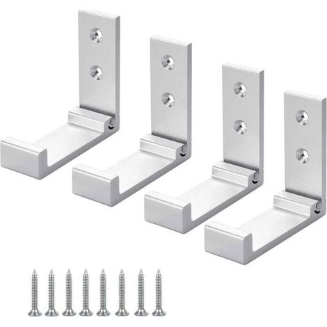 4 Pièces (Argent) Crochet de Suspension Mural en Alliage D'aluminium Patères Pliables à 90 ° avec vis pour Armoire de Porte Murale Cuisine Salle de Bain Bureau Mural Vestiaire Salle de Bain (1/4)