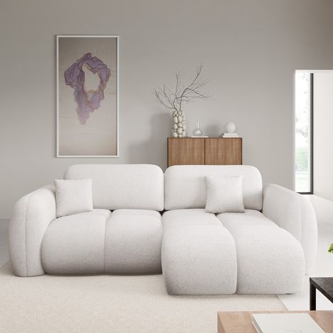 Umkehrbares 3-Sitzer-Ecksofa mit Truhe Livio Off-White