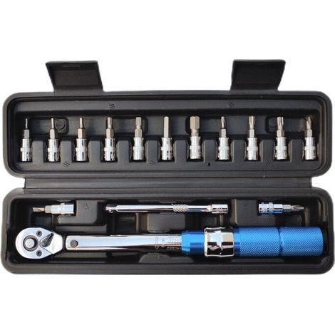 ZVD 2-24N.m 1/4 Pouce Drive 15 PCS Clé dynamométrique Préréglée Ensemble d'embouts de Clé dynamométrique à Dégagement Rapide Mini Clé dynamométrique Réglable Portable Ménage Vélo Voiture Auto Réparati (1/4)