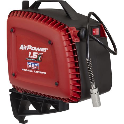 Sealey SAC15WM Wall Mounting Oil Free Air Compressor 1.5hp with 7m Retractable Hose Reel (1/5)