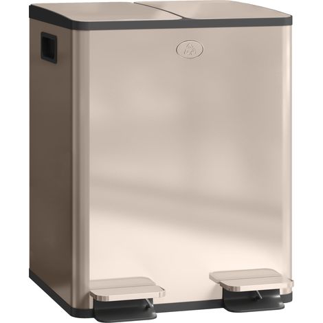 Poubelle Cuisine à Double Compartiment 2x20L Pédale Or (1/5)