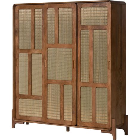 Highboard Mango/Seegras 150x40x160 hellbraun lackiert MIZUMI 119