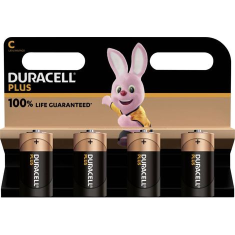 Duracell Plus-C K4 Batteria 1/2 Torcia (C) Alcalina/manganese 1.5 V 4 pz.