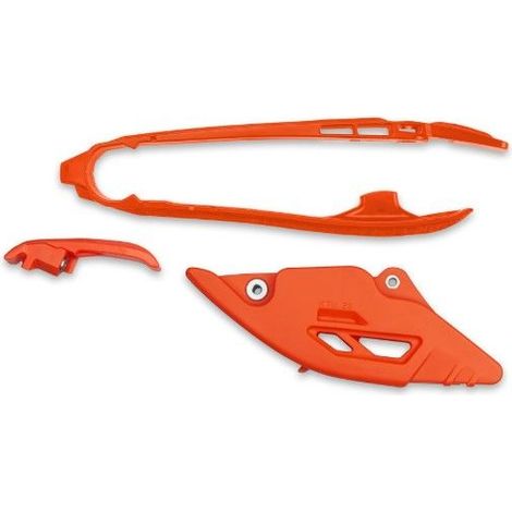 UFO 2026/01 SET GUIDA CATENA + SCORREVOLE KTM SX 125 / 150 / 250 / 300 '25-'26, SX-F 250 / 350 / 450 '25-'26 COLORE ARANCIONE