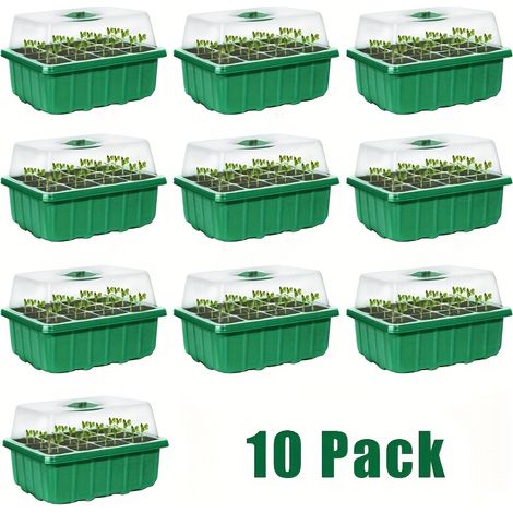 Filiyano-Plateaux de semis en paquet de 10 avec dôme et base, 120 alvéoles au total, humidité réglable pour le jardinage intérieur et extérieur, 12 (1/5)
