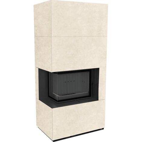 Kaminbausatz KRATKI FLOKI BOX links 8 kW Ø 160 Quarzsinter FOKOS TALCO schwarz Verkleidung (1/4)