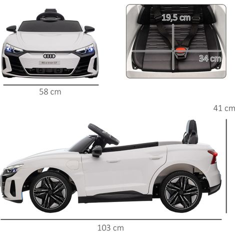 Voiture enfant électrique Audi RS e-tron GT, blanche, 103x58x41 cm, avec ceinture, commande parentale, éclairage LED, musique intégrée, jouet auto premium pour garçons et filles. (1/5)