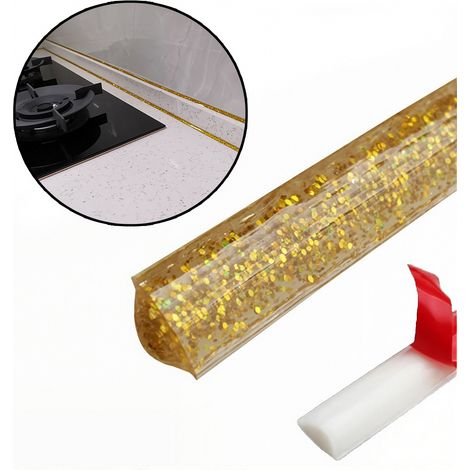 LOLLANDA Ruban adhésif concave pour chants, rouleau de 5M, anti-moisissure, pour joints de carrelage,pour bricolage,adapté à la cuisine,à la salle de bain,doré (1/5)