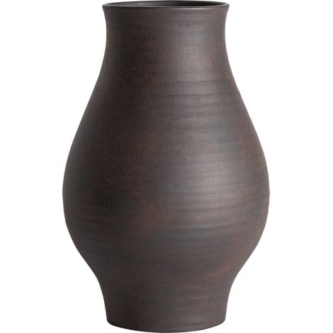 Vase Nohae noir en céramique style Art Déco - Noir mat profond avec nuances subtilement brunâtres (1/2)