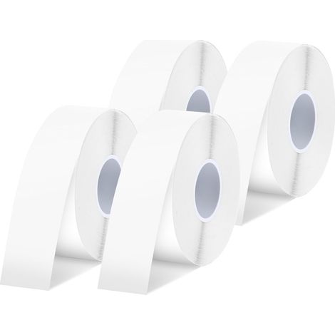 Selbstklebende Etiketten, thermische wasserdichte Etiketten, geeignet für Home Office und Schule, kompatibel mit E10/E16-Etikettendrucker, 15 mm x 4 m, 4 Rollen (weiß)