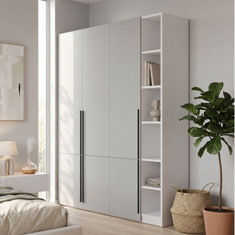 Armoire dressing 160x50x200 cm en MDF et PB grise, 14 niches, gain de place – MEUBLIV (1/5)