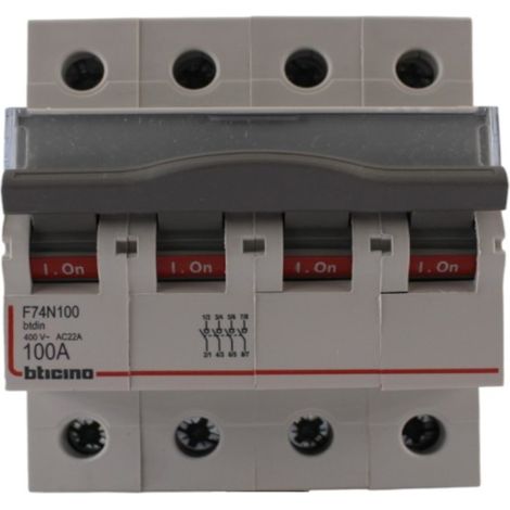 BTicino F74N100 Sezionatore Modulare 100A 4 Posti - 4 Moduli (1/3)
