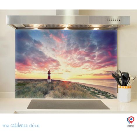 Fond de hotte : Phare et ciel coloré - Verre trempé - 90 cm - 60 cm (1/5)