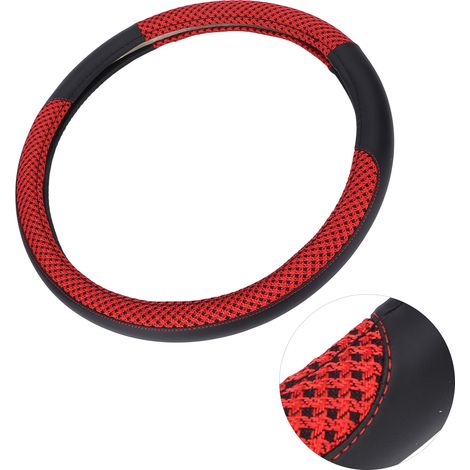 Housse de volant automobile rouge en cuir Ice Silk de 15 pouces (1/5)