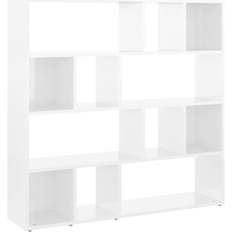 vidaXL Bücherregal/Raumteiler Weiß Hochglanz 105x24x102 cm