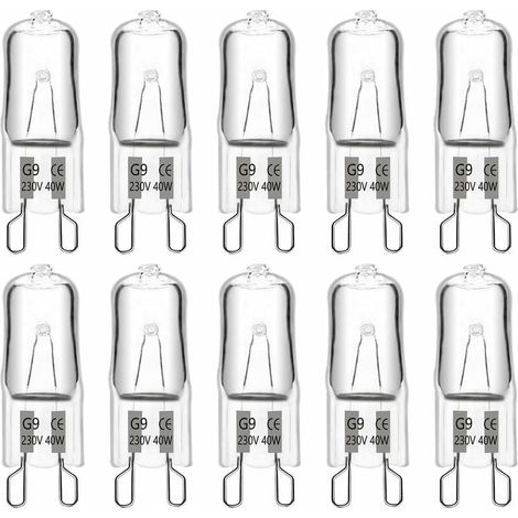 Lot de 10 Ampoule halogène G9, 40W 230V dimmable, 480lm blanc chaud 2900K, pour lustres appliques (1/5)
