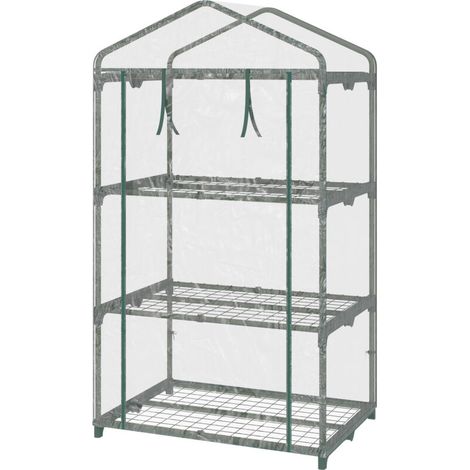 Serra da giardinocon ripiani a 3 livelli, serra da balcone, copertura in PVC rinforzato, struttura in acciaio, porta avvolgibile con cerniera, per ortaggi, piante e fiori, 69 x 49 x 125 cm, traslucida