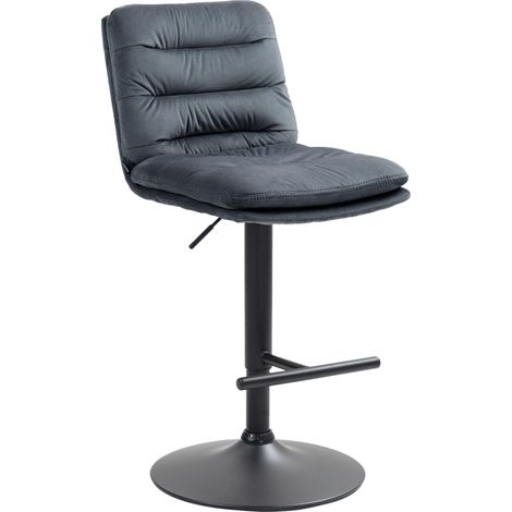Sgabello da bar in velluto Damar grigio scuro nero
