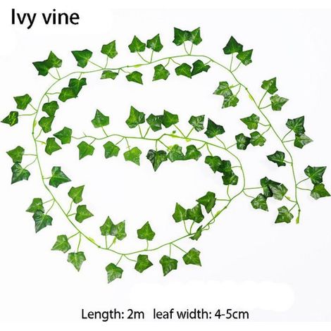 1 Guirlande de lierre artificiel, 2M, feuilles vertes, vigne en rotin, décoration maison jardin mariage