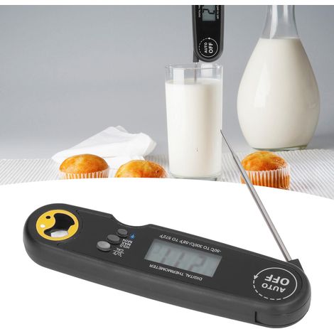 Thermomètre alimentaire pliable et étanche pour la cuisine et les grillades, mesure rapide de la température, sonde électronique pour viande 361A noire (1/5)