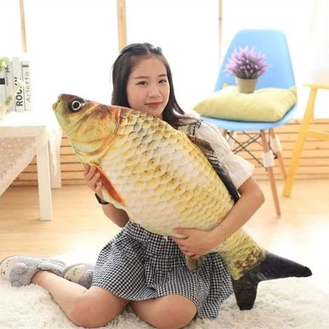 Tapis de souris 3D en forme de poisson, coussin en peluche carpe, coussin décoratif (1/3)