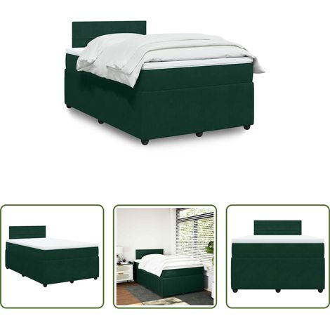 Matratze - Boxspringbett mit Matratze Dunkelgrün 120x190 cm Samt (1/5)